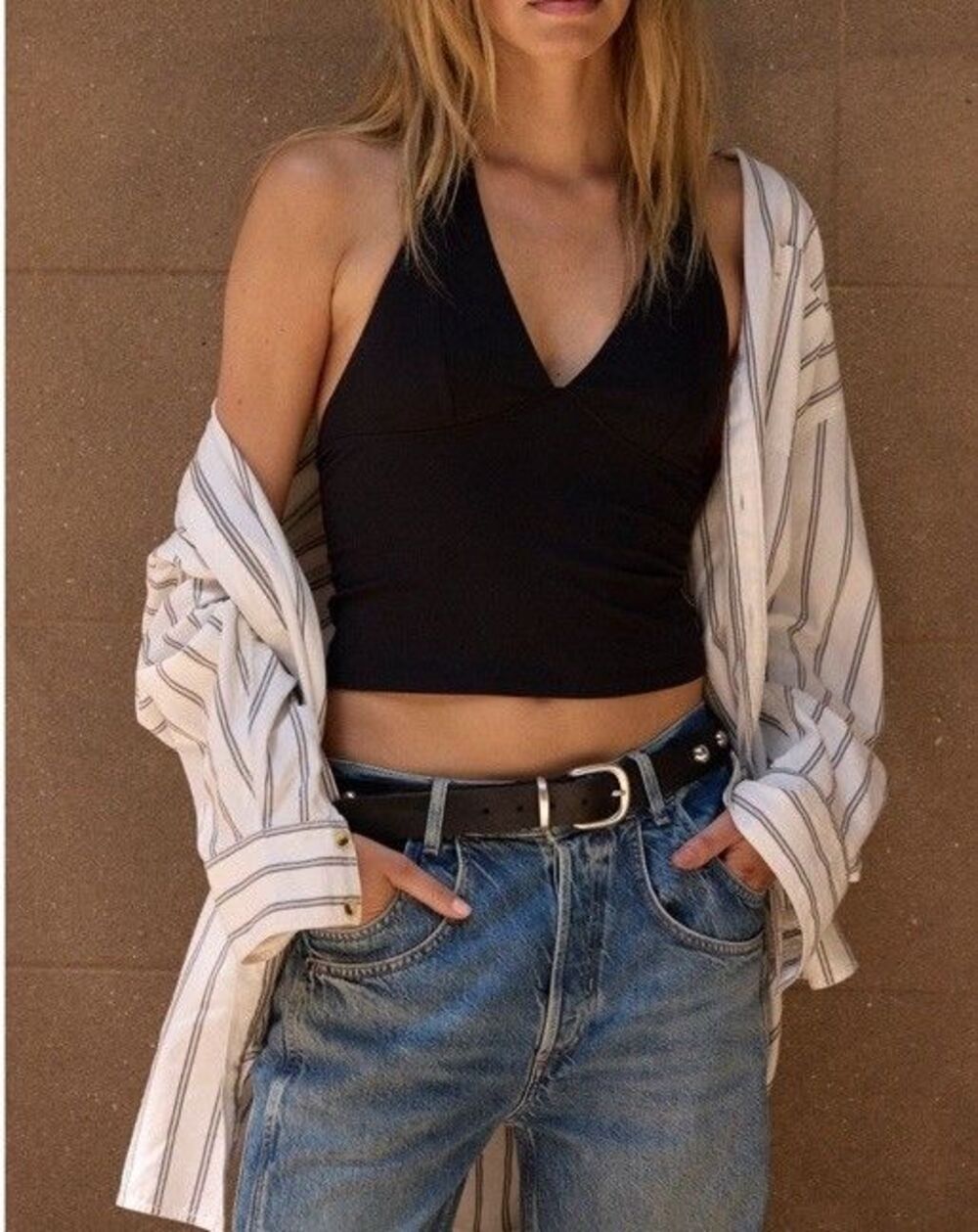 NEW FREE PEOPLE Still Here Halter Cami TOP BLACK INTIMATELY FP TANK SIZE S
